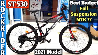 Decathlon Rockrider ST 530  Best Budget Full Suspension MTB  2021 Model  Btwin MTB Gear Cycle [upl. by Schwitzer]