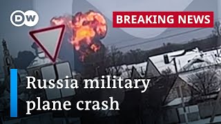 Video shows Russian military plane crashing near Ukrainian border  DW News [upl. by Monafo879]