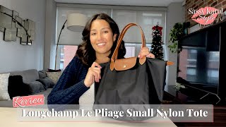 Review Longchamp Le Pliage Small Nylon Tote  How It Looks  What Fits Inside  Try On [upl. by Ahen]