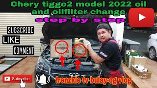 Chery tiggo2 model 2022 oil and oilfilter change step by steps [upl. by Ahsini]