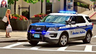 Great Siren Boston Police Car Responding Urgently  Ford Interceptor [upl. by Naeerb]