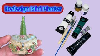 Small planter PaintingMini planter ideasyoutubevideo bestoutofwaste reuse [upl. by Lotsirk306]