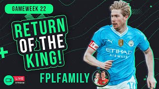 KEVIN DE BRUYNE BACK IN STYLE  GW22  FPL Family Fantasy Premier League Tips 20232024 [upl. by Schuler586]