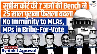 Can MPsMLAs Claim Immunity For Taking Bribe For Vote In Legislature  Supreme Court  UPSC GS2 [upl. by Thagard]