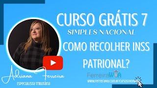 Curso Simples Nacional  Parte 7  Como recolher o INSS Patronal [upl. by Aisile858]