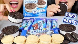 ASMR OREO PARTY ICE CREAM CHOCOLATE BARS BROWNIES ASMR EATING  KimampLiz ASMR [upl. by Avuha175]