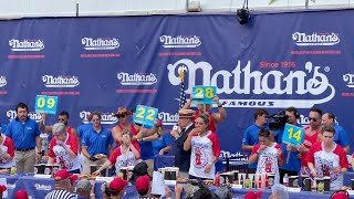 Nathans Hot Dog Eating Contest 2024 in New York City Coney Island  Miki Sudo  Patrick Bertoletti [upl. by Boff]