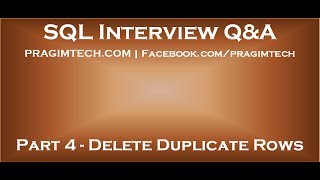 Part 4 Delete duplicate rows in sql [upl. by Aneerol]