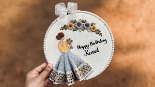 Happy Birthday Embroidery Hoop Art with Free Pattern 🌼 Hand Embroidery For Beginners  Gossamer [upl. by Tuneberg]