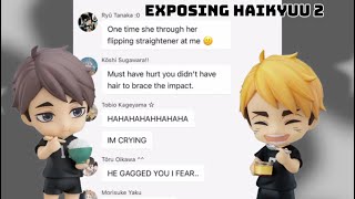 EXPOSING HAIKYUU 2 ‼️  Slight rarepairs  DRAMA  Angst  Ships  Haikyuu text  skit [upl. by Reizarf]