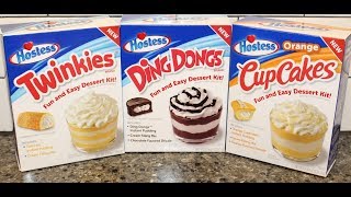 Hostess Dessert Kit Twinkies Ding Dongs amp Orange CupCakes Pudding Review [upl. by Anairdna]