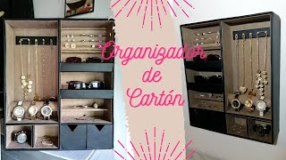 ORGANIZADOR DE CARTON PARA JOYERIA Y ACCESORIOS DE PARED  DIY CARDBOARD JEWELRY ORGANIZER [upl. by Bartosch]