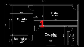 AutoCAD 01  Como fazer a Planta Baixa de um Apartamento  Parte 12 [upl. by Sowell]