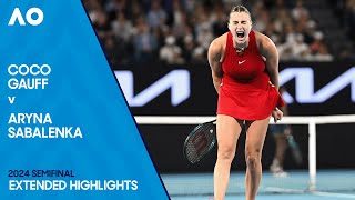 Coco Gauff v Aryna Sabalenka Extended Highlights  Australian Open 2024 Semifinal [upl. by Ahsemak]