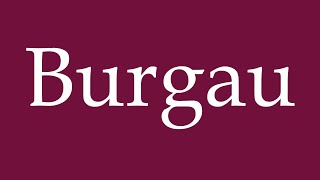 How to Pronounce Burgau Correctly in German [upl. by Dubois]