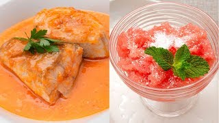 Fogonero con salsa de tomate y pimiento  Sorbete de sandía  Cocina Abierta de Karlos Arguiñano [upl. by Gebelein419]