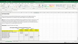 Managerial Accounting  Practice Exercise for Cash Receipts BudgetSeverson [upl. by Gildea954]