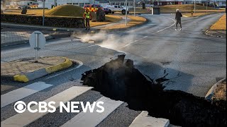 Videos from Iceland show large cracks in roads steam rising after earthquakes [upl. by Bernadene]