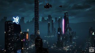 ASMR Cyberpunk Future City Aerial Sound Music Ambience 7 Hours 4K  Sleep Relax Focus Chill Dream [upl. by Aigneis]