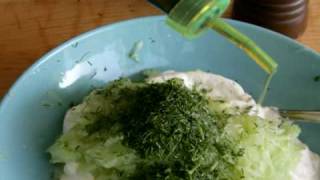 GreekFoodTv☼ Tzatziki  Greek Yogurt Cucumber Garlic Dip HD [upl. by Ahsahs]