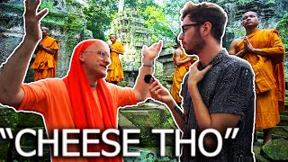 VEGAN vs ANGRY MONK HE WONT GIVE UP CHEESE [upl. by Fabrin]