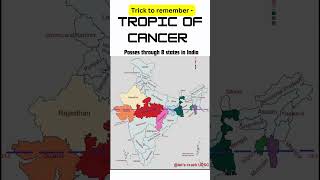 Trick to learn states tropic of cancer passes through in india gk tricks upsc shorts [upl. by Erised]