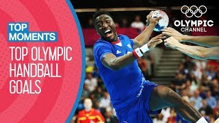 Incredible mens Handball Goals of the Olympics Games  Top Moments [upl. by Mattah]