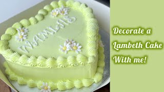 Lambeth Cake Tutorial  Green Heart Cake  Cake Decorating Tutorial  Simple Cake Decorating Ideas [upl. by Hairam]