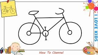 How to draw a bike bicycle EASY step by step for kids beginners 3 [upl. by Ninel]