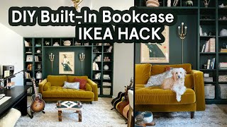 DIY BuiltIn Bookcase IKEA Hack  Home Office BuiltIn Bookshelves Project [upl. by Raymond364]