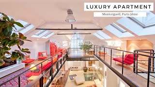 Luxury Paris Loft Apartment Tour  Montorgueil  PARISRENTAL  REF 31667 [upl. by Doownil]