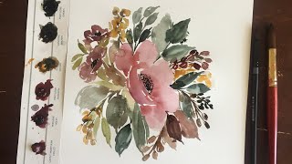 Floral Watercolor Tutorial Fall flowers and leaves arrangement [upl. by Durrett]