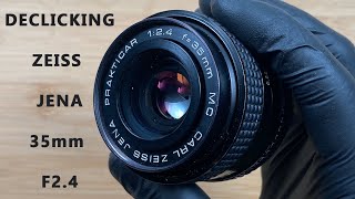 How To Declick Carl Zeiss Jena 35mm F24 Prakticar MC Pentax PB Mount Lens  DIY Cinemod Tutorial [upl. by Ettenay499]