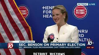 Secretary of State Jocelyn Benson speaks on Michigans Primary Election [upl. by Lovich]