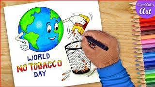 World no tobacco day poster drawing 🚭 Anti tobacco day chart project easy 🚬 [upl. by Suilmann]