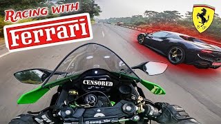 ZX10R amp FERRARI Drag 😱｜Ninja Zx10R Top Speed💚｜Superbike Vs Supercar🔥 youtube explore zx10r [upl. by Tijnar228]