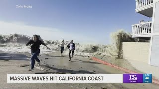 Massive waves pound California coast [upl. by Corabella]