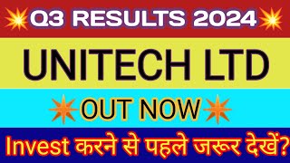 Unitech Q3 Results 2024 🔴 Unitech Results Today 🔴 Unitech Share Latest News 🔴 Unitech Limited Share [upl. by Leblanc]