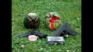 Schusstest  Gasdruckvergleich 8mm und 9mm SSW an Melonen SSW vs Melone [upl. by Yrohcaz]