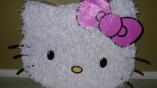 Piñata de Hello Kitty Como hacer una Piñata Con Cartón [upl. by Laeria]