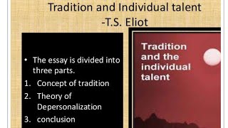 TS Eliot Tradition and Individual Talent literary Criticism linguistics MA English [upl. by Arelus408]