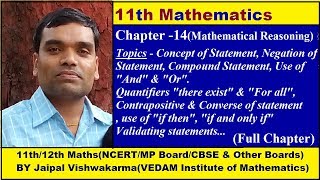 11th NCERT Maths Chapter 14 Mathematical Reasoning in HindiFull Chapter [upl. by Ibob]