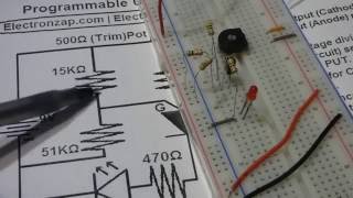 Programmable Unijunction Transistor PUT 2N6027 demonstration circuit step by step build [upl. by Ainigriv]