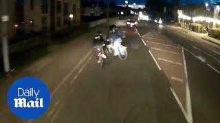 Cyclists nearly fall off their bikes when truck driver sounds his horn [upl. by Behlau303]