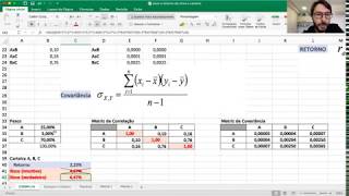 Diversificação de Carteira o efeito da diminuição do risco através do conhecimento da covariância [upl. by Dlareme338]