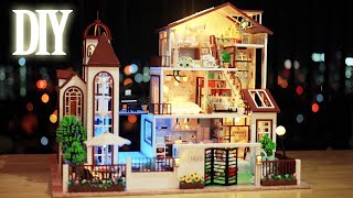 DIY Miniature Dollhouse Kit  Love You All The Way  Giaint Mansion With Pool [upl. by Deutsch]