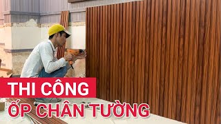 Thi công ốp chân tường bằng tấm nhựa giả gỗ PVC [upl. by Aicillyhp]