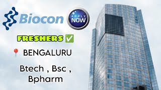 Biocon biologics Hiring Freshers amp Experienced  Fresher  Btech Bsc Msc Jobs  Job in Bengaluru [upl. by Annahsat497]