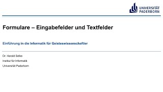 EIG Formulare – Eingabefelder und Textfelder [upl. by Raouf]