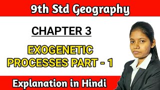 Exogenetic processes part 1 class 9 geography chapter 3 explain in hindi lecture 1 [upl. by Sakhuja78]